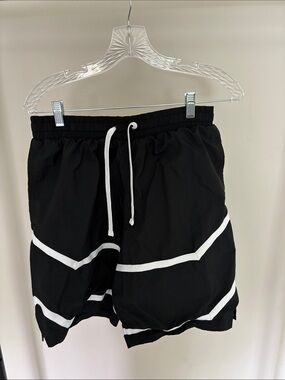 Nike Black Athletic Shorts with White Stripe Trim